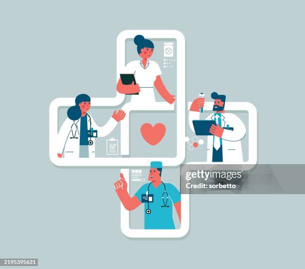 gesundheitswesen - kooperation - koordination stock-grafiken, -clipart, -cartoons und -symbole