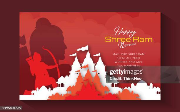 indian festival shree ram navami wishes background - dussehra stock illustrations
