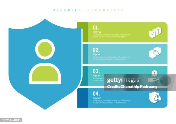shield data security infographic template stock illustration. security system, safety, protection stock illustration - progress chart stock illustrations