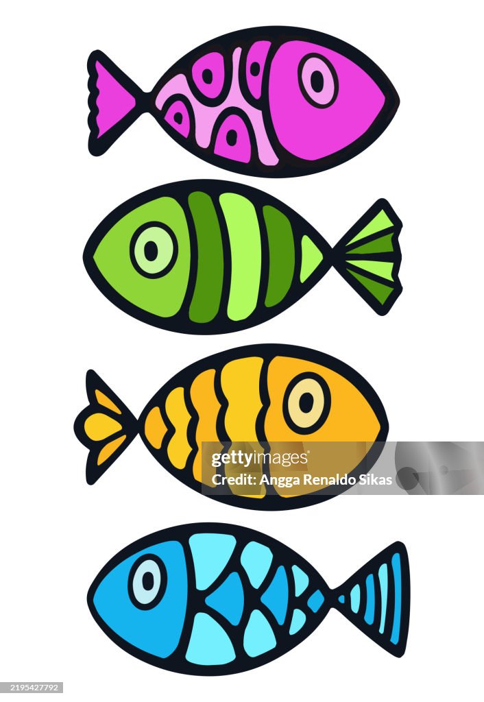 Cartoonmulti Color Fish Colorful Fish Cartoon High-Res Vector Graphic - Getty Images