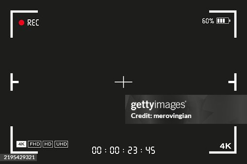 Viewfinder focusing black screen. Video recording screen template with video parameters Viewfinder focusing black screen. Video recording screen template with video parameters