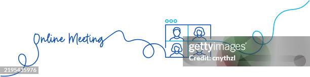 continuous line drawing of online meeting icon. hand drawn symbol vector illustration. - continuous-learning-icon stock illustrations