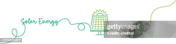 continuous line drawing of solar energy icon. hand drawn symbol vector illustration. - generator installation stock illustrations