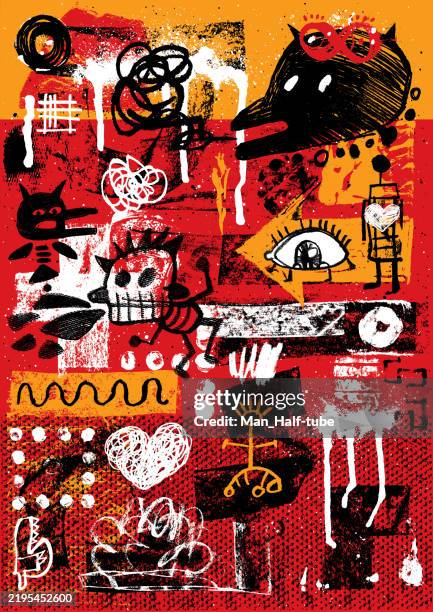 abstract poster, grunge design elements - expressionism stock illustrations