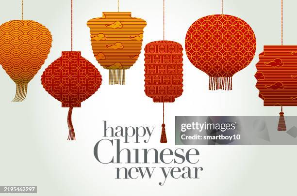 chinese new year lanterns - chinese lantern stock illustrations