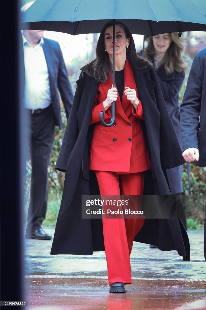Queen Letizia Visits "Cortes De Cadiz" School In Madrid
