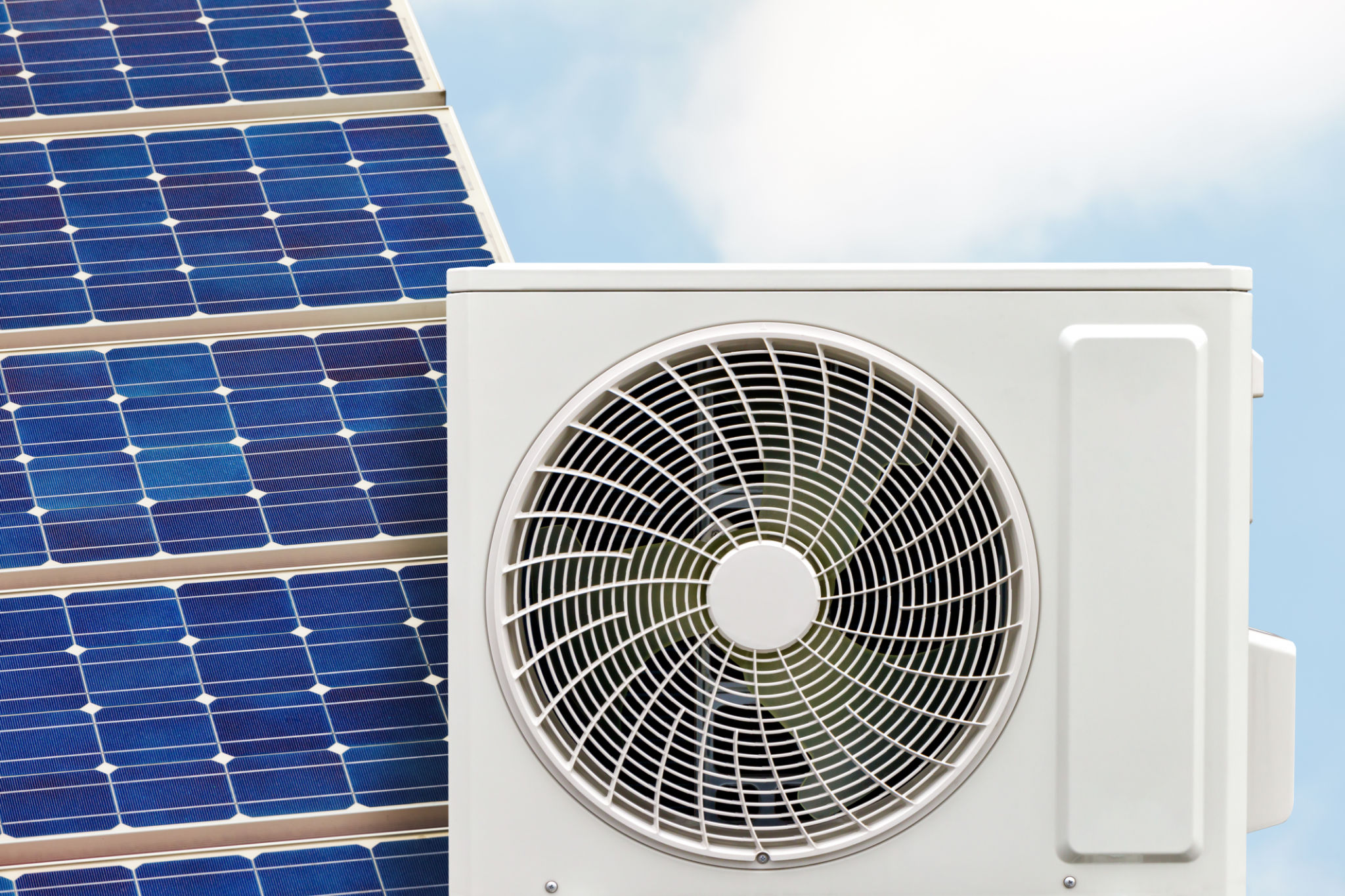 Air-source heat pump with solar panel Air-source heat pump with solar panel