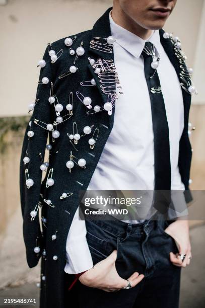 Streetstyle during Paris Men's Fall Fashion Week 2025 on January 25, 2025 in Paris, France.