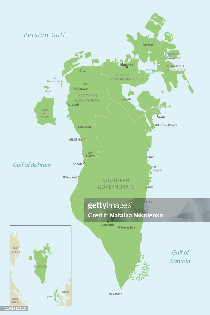 Bahrain Map Close Bahrain Detailed Map With Regions And Cities Of The Country High-Res ...