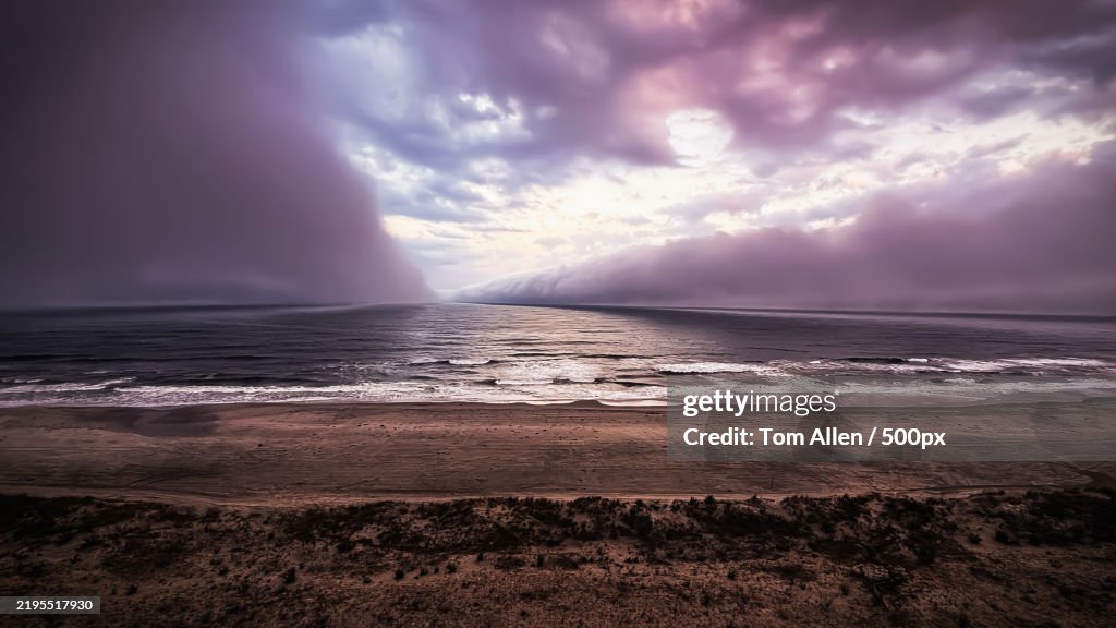 Scenic view of sea against cloudy sky,Sea Isle City,New Jersey,United States,USA