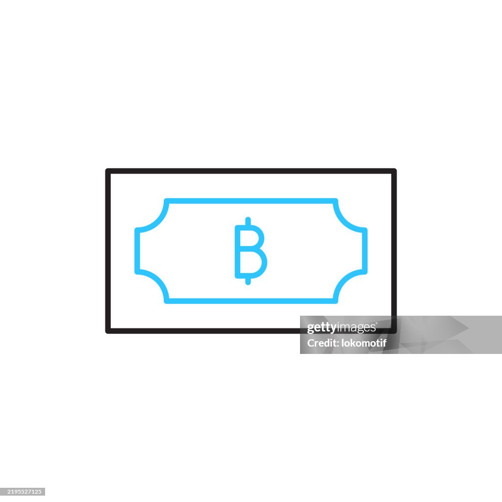 Bitcoin Two Color Line Icon with Editable Stroke. The Icon is suitable for web design, mobile apps, UI, UX, and GUI design.