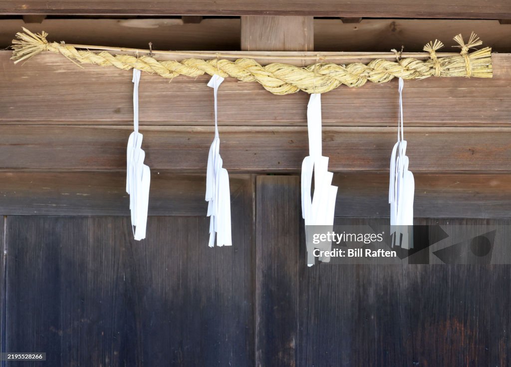 Japanese Red Rope Shimenawa Rope At The Back Gate Of The The Itsukushima Shrine In ...