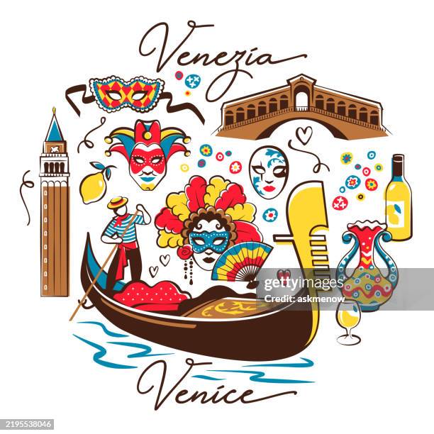 venice symbols - murano glass stock illustrations