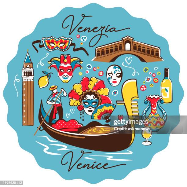 venice symbols - murano glass stock illustrations
