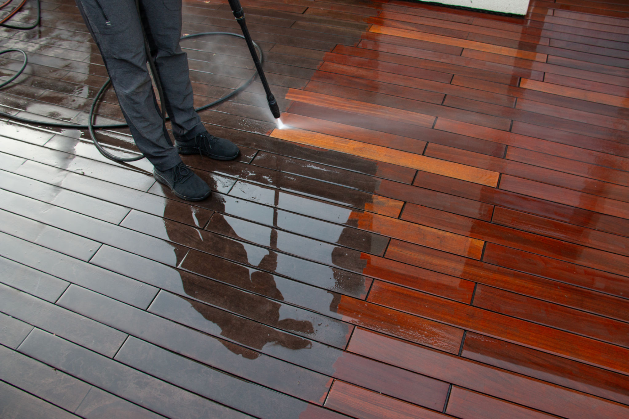 pressure washing deck