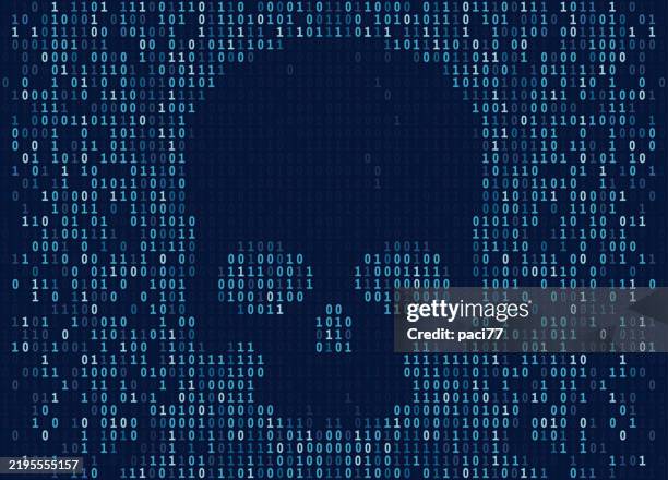 internet security concept with skull on a computer screen. - ransomware stock illustrations