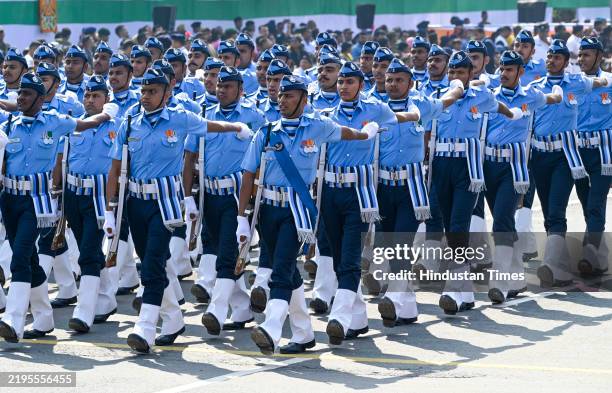 Indian Air Force Contingent show skills during the 76th Republic Day Parade ceremony at Red Road on January 26, 2025 in Kolkata, India.