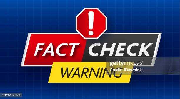 fact check warning alert concept web banner template background design with sample text on background - stop misinformation stock illustrations