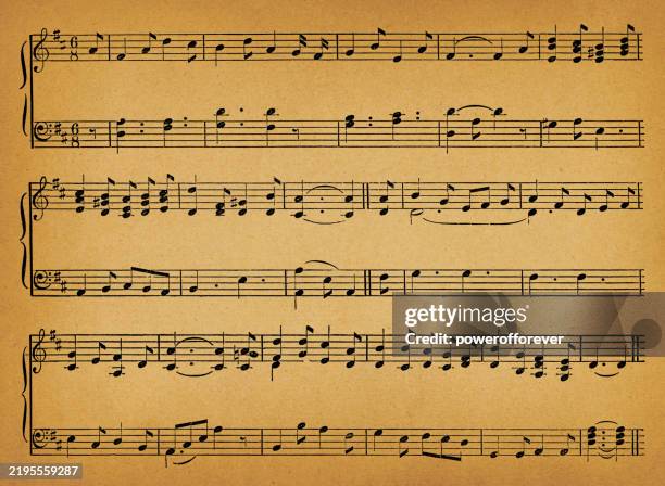the fox sheet music - 19th century - quarter note stock illustrations