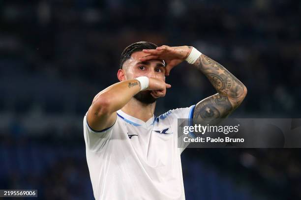 Valentin Castellanos of Lazio celebrates scoring his team's third goal during the UEFA Europa League 2024/25 League Phase MD7 match between S.S....