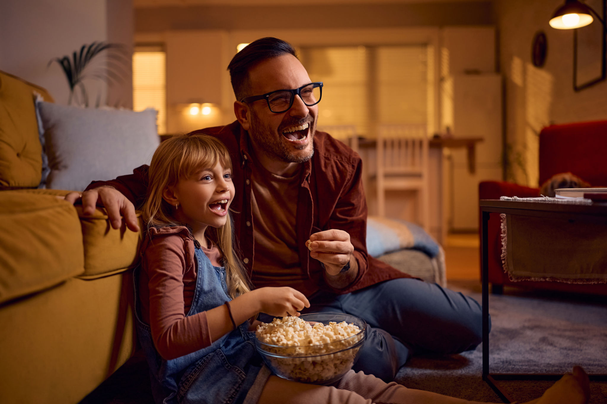 family watching tv