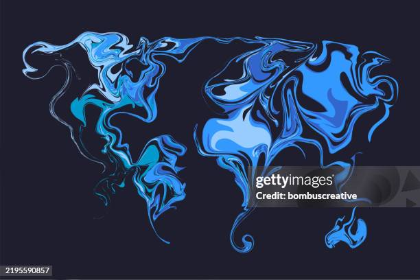 abstract liquid world map background - electromagnetic spectrum stock illustrations