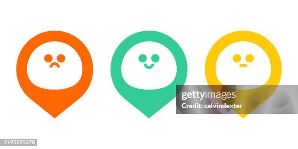 emojis on location pins - negative feedback stock illustrations