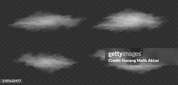 white smoke or clouds set with transparent background - white clouds transparent stock illustrations