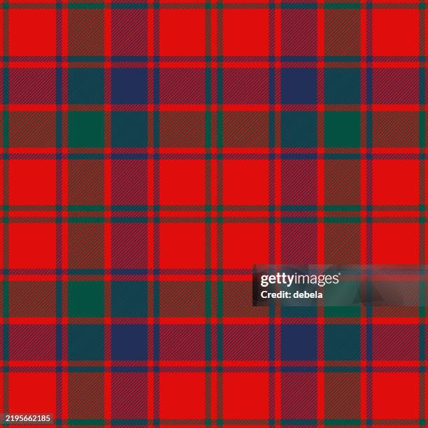 robertson scottish tartan plaid pattern fabric swatch - gingham tablecloth stock illustrations