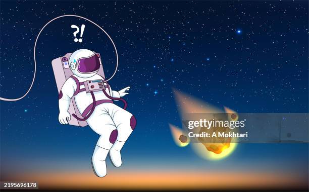 astronaut and meteorite. - meteorite stock illustrations