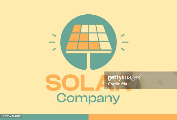 solar power solar panel green power company symbol design element - electrical substation stock illustrations