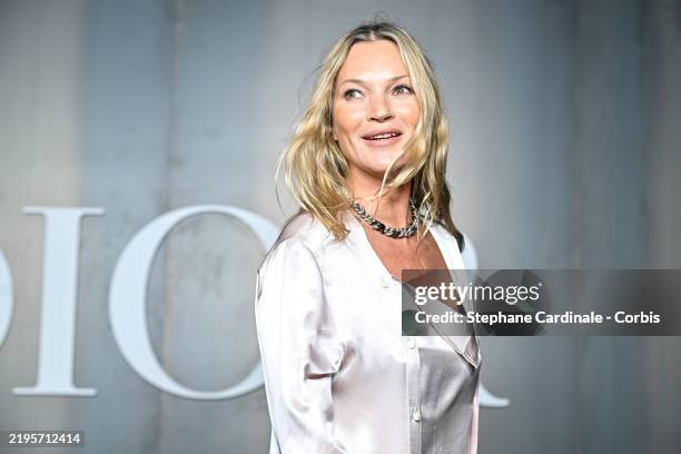 Kate Moss attends the Dior Homme Menswear Fall-Winter 2025/2026 show as part of Paris Fashion Week at Ecole Militaire on January 24, 2025 in Paris,...