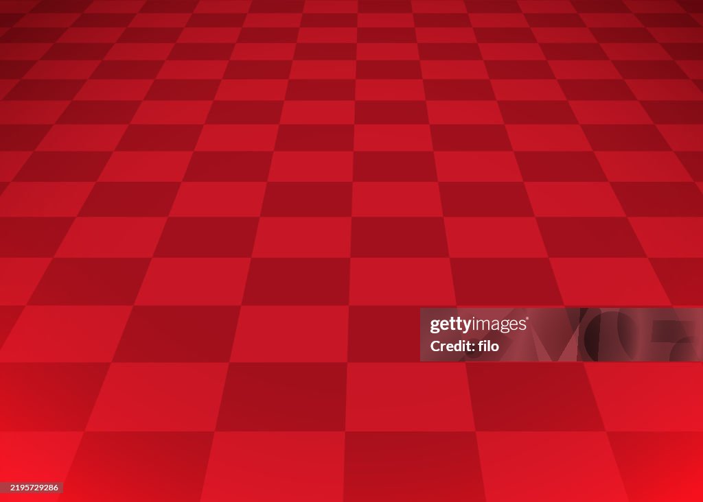 Red Checkered Background Depth Abstract Pattern