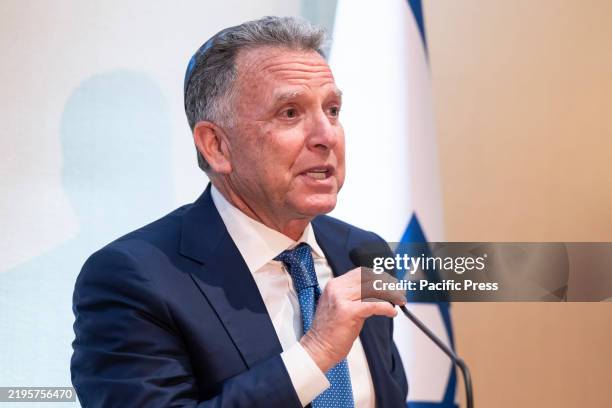 President Donald Trump Middle East Special Envoy Steve Witkoff speaks during the grand opening of The Altneu synagogue.