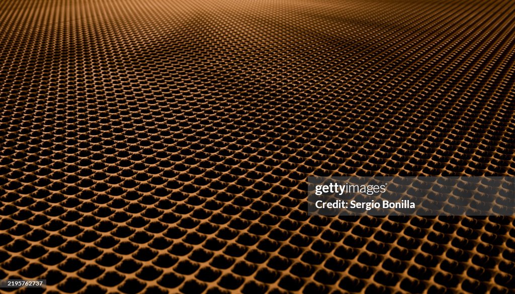 Lit Mesh Illustration Warmly Lit Metal Mesh Pattern Extending Towards The ...