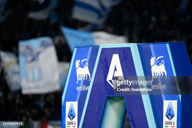 The Serie A setup is seen during the Serie A football match between SS Lazio and ACF Fiorentina. Fiorentina won 2-1 over Lazio.