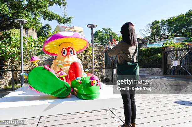 Philip Colbert's artwork Sitting Lobster Mushroom is seen on display at the Firecracker Factory on January 27, 2025 in Macau, China.