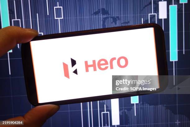 In this photo illustration, the Hero MotoCorp company logo is seen displayed on a smartphone screen.