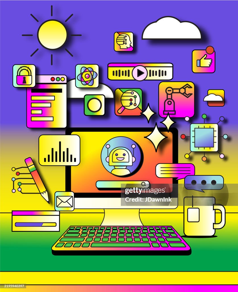 Artificial Intelligence Machine Learning Abstract Desk Working Concept ...