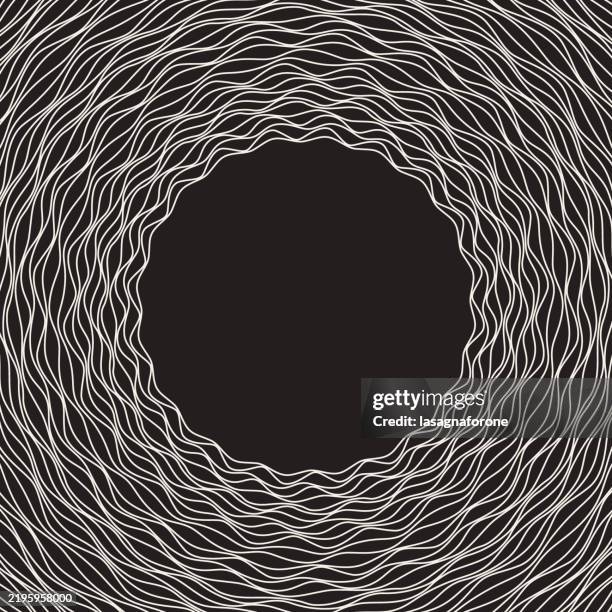 seamless wave pattern border frame - intersecting circles stock illustrations
