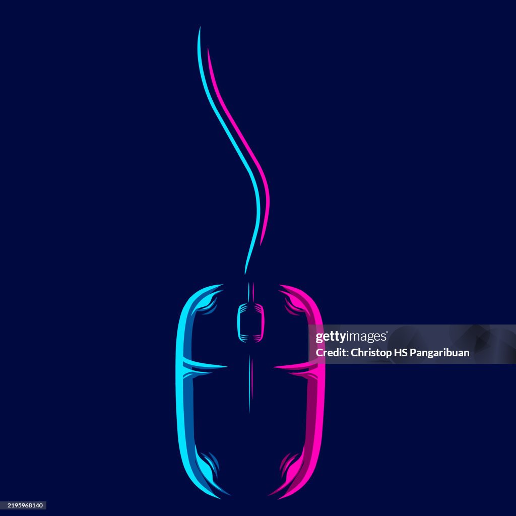 Computer Mouse Typography Mouse Computer Logo Line Pop Art Portrait Colorful Design With Dark ...