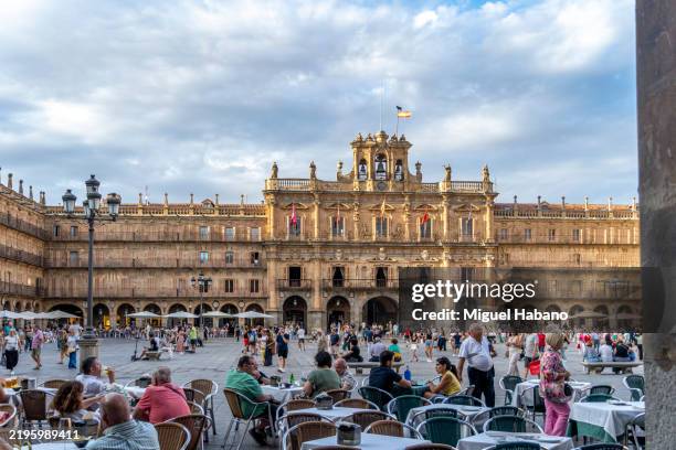 crowded street in salamanca, spain - salamanca province stock pictures, royalty-free photos & images