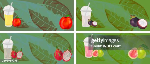 fruits juiec banner - guava vector stock illustrations