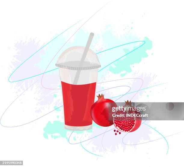 pomegranate juice - milkshake isolated stock illustrations