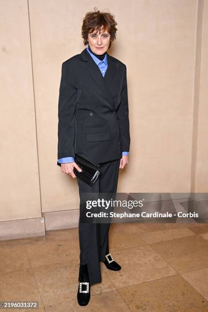 Inès de La Fressange attends the Jacquemus Menswear Fall-Winter 2025/2026 show as part of Paris Fashion Week on January 26, 2025 in Paris, France.