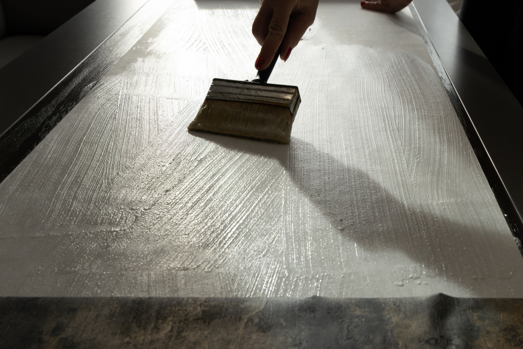 applying base coat