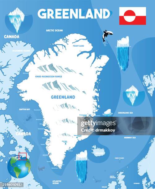 greenland map - thule stock illustrations