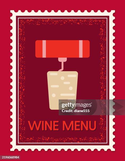 weinmarke im modernen stil - weinkorken stock-grafiken, -clipart, -cartoons und -symbole