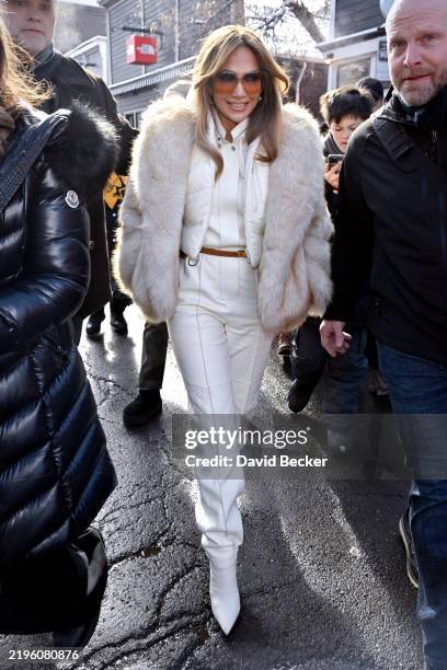 Jennifer Lopez walks along Main Street during the 2025 Sundance Film Festival on January 26, 2025 in Park City, Utah.
