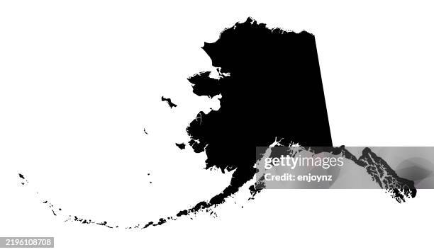 simple black alaska map vector illustration - alaska stock illustrations
